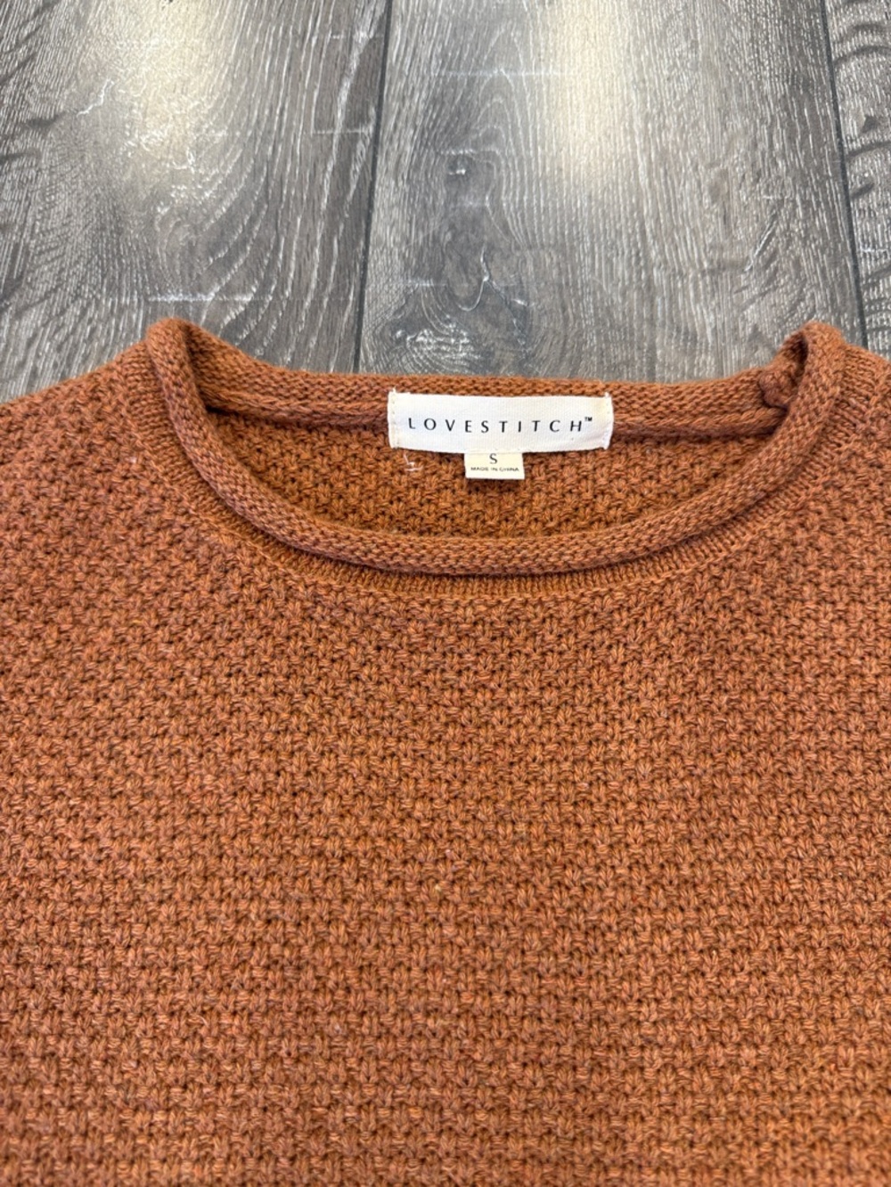 lovestitch Textured Crewneck Sweater - Rust - Picture 2 of 2